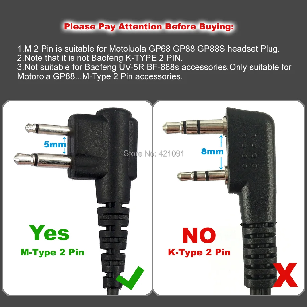 Baofeng UV-9R Plus Radio Adapter to M-type 2 Pin Suitable for Motoluola GP88 Walkie Talkie Headset Mic Accessories - Image 6