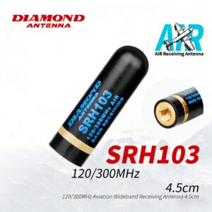 Diamond SRH103 Airband Antenna 120/300MHz - Compact SMA-P Handheld Receiver