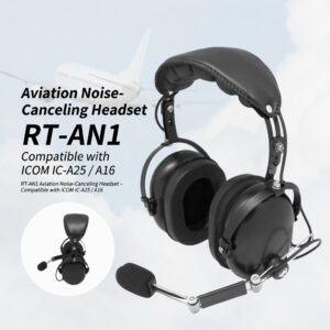 RT-AN1 Aviation Noise-Canceling Pilot Headset for ICOM IC-A25 IC-A16