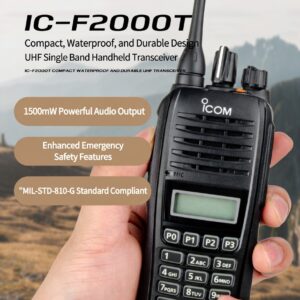 ICOM IC-F2000T UHF Portable Radio Compact Chassis with IP67 Waterproofing