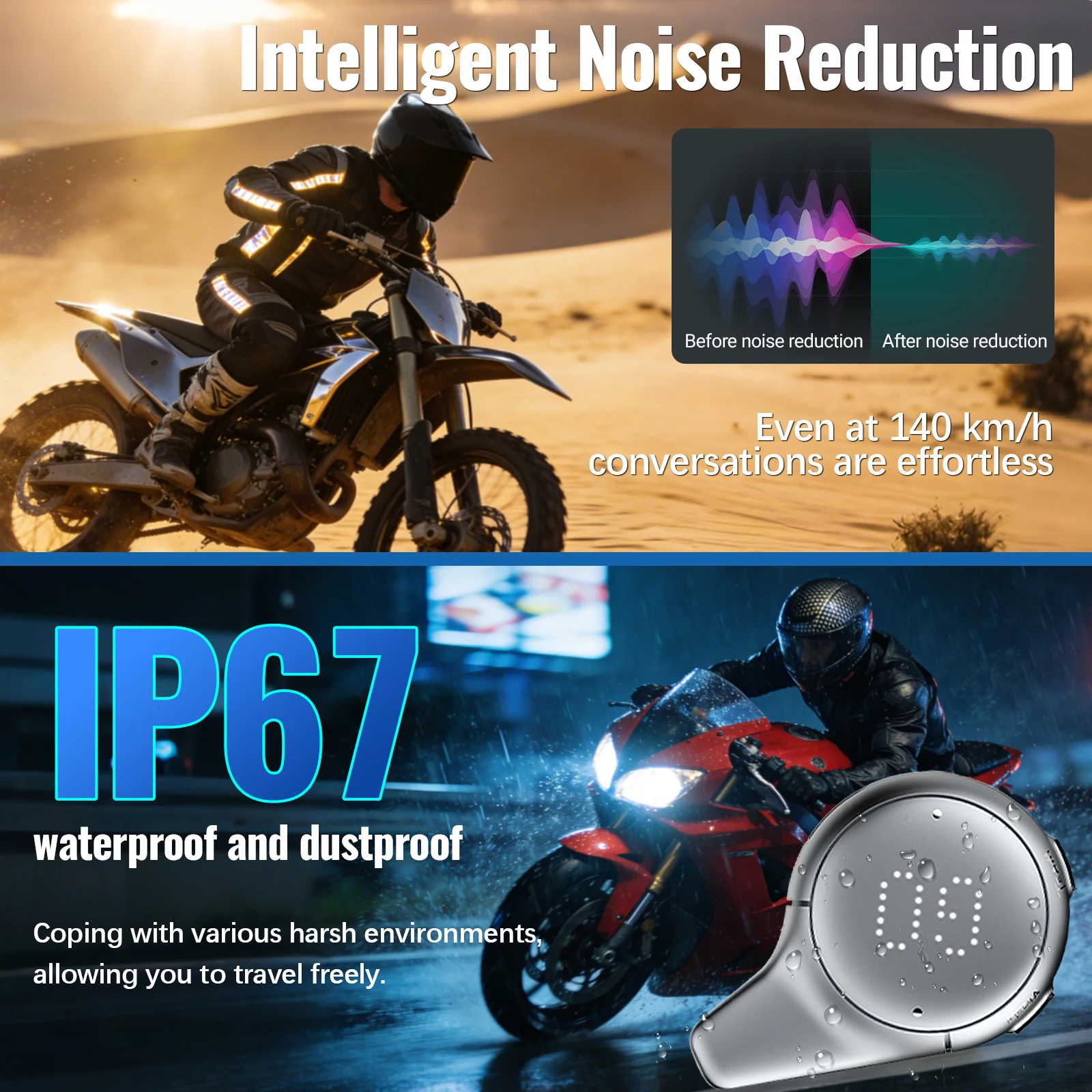 BEEBEST BE700 Helmet Bluetooth Intercom Wireless Communication System 16 Riders Group Talk for Motorcycle Riding - Image 5