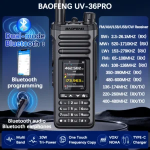 DX King Baofeng UV-36 PRO 10W Ham Radio Bluetooth Program Si4732 AM FM Multi-Band Long Distance UV-32 Upgrade