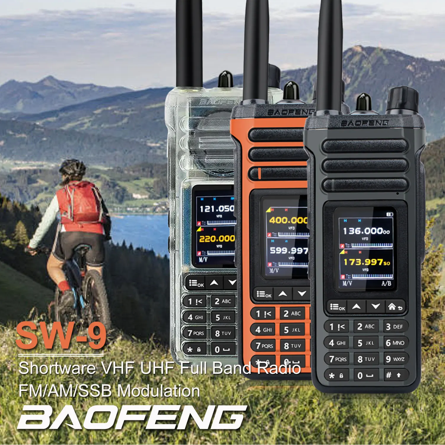 Baofeng SW-9 Amateur FM Radio Shortwave UHF VHF Air Band Full band FM AM SSB App Wireless Program NoAA Freq Sweep Walkie Talkies