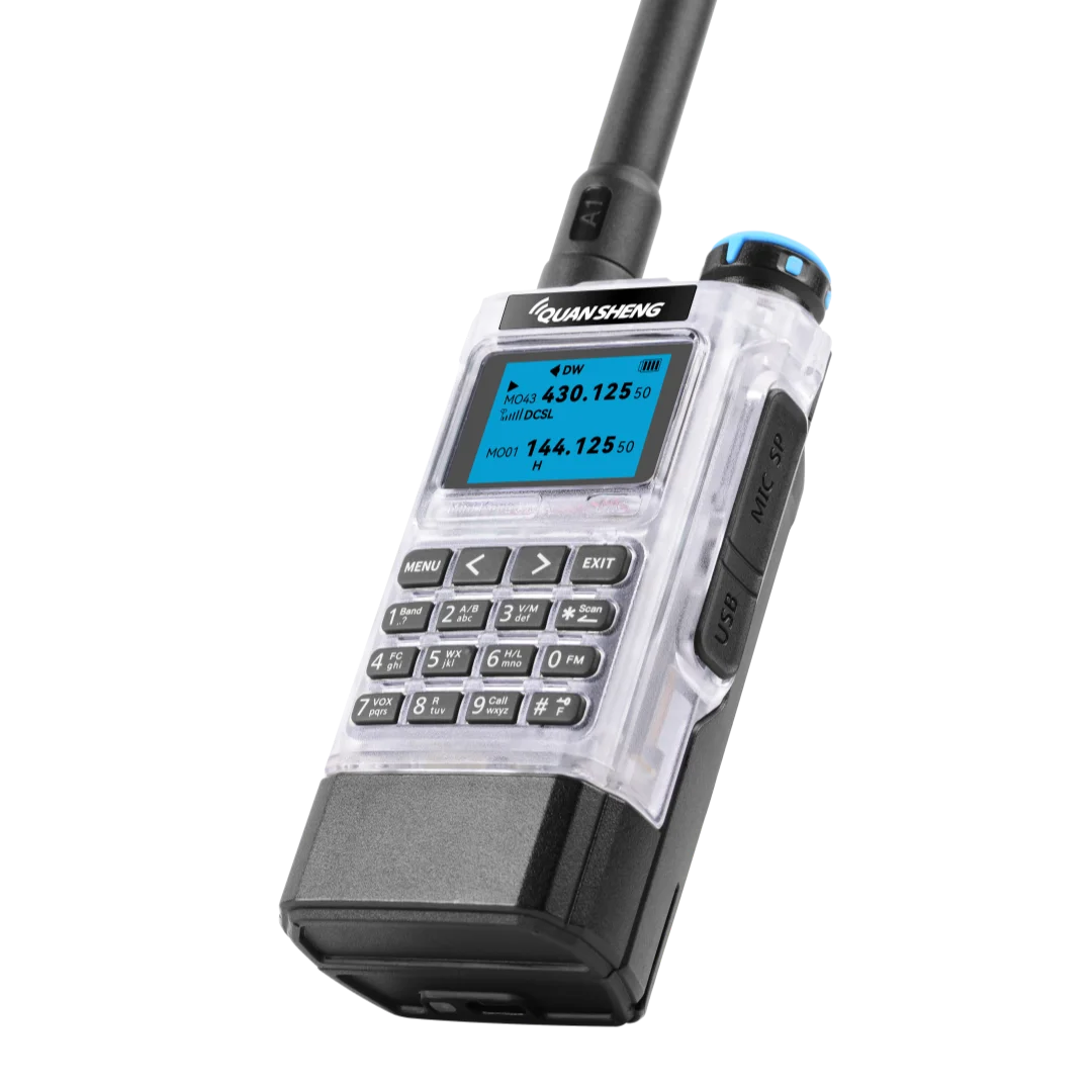 Quansheng UV-K1 Mini Kong Transparent Color Multi-band Walkie Talkie 2MB Memory AM/FM NOAA Ham Two Way Radio Full Band Receiving