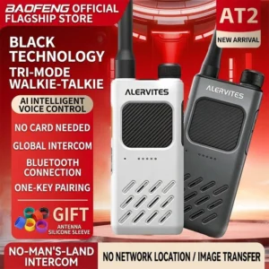 ALERVITES AT2 Long Range Public Network Two-Way Radio – Global Intercom, One-Key Frequency Sync, Ultra-Slim Outdoor Radio